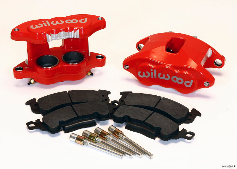 Wilwood D52 Front Caliper Kit Red 2.00in Piston 1.28in Rotor Compatible with 1971-1996 GM Passenger Vehicles and Trucks