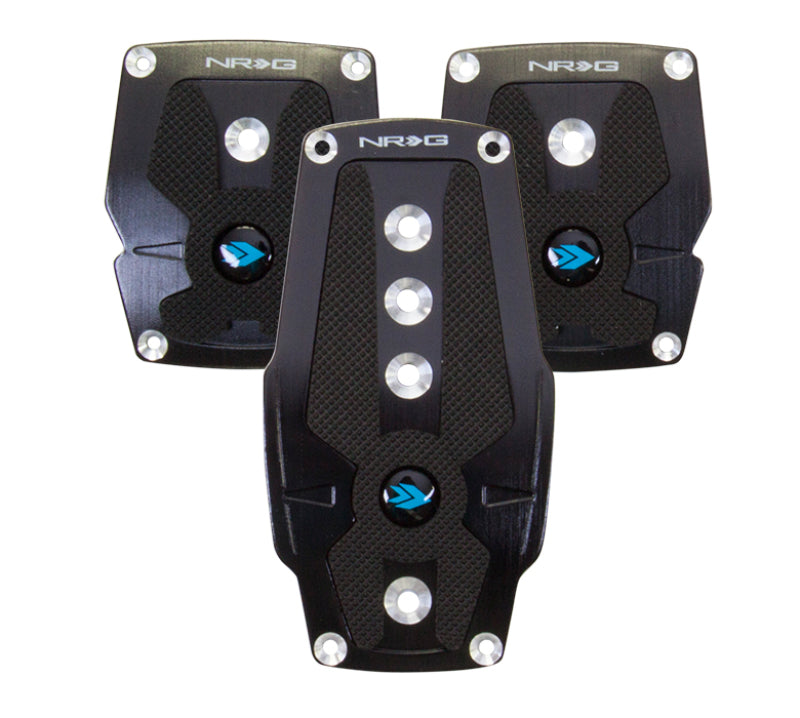 Nrg Sport Pedal Brushed Aluminum M/T Black Black Rubber Inserts