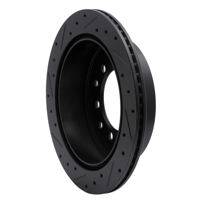 R1 10-24 Lexus GX460 Rear Right Drilled and Slotted Black Brake Rotor