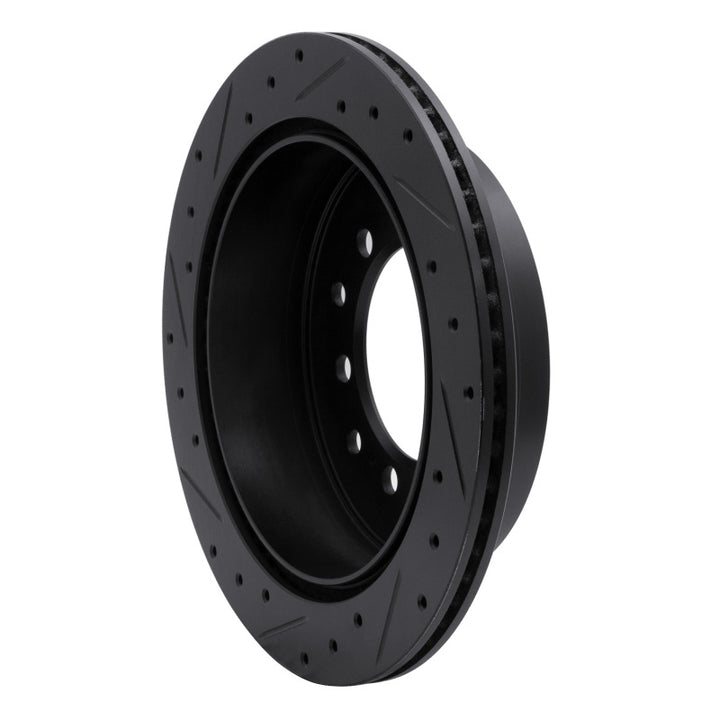 R1 10-24 Lexus GX460 Rear Right Drilled and Slotted Black Brake Rotor