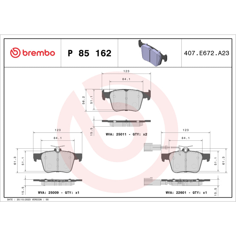 Brembo 18-20 Audi RS3/ Audi TT RS Quattro Rear Low-Met Brake Pad - OneFastShop