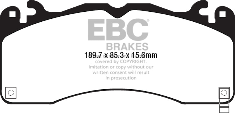 EBC Redstuff Front Brake Pads for 15-23 Ford Mustang 5.0L Gen 6 - Low Dust Performance and Enhanced Stopping Power