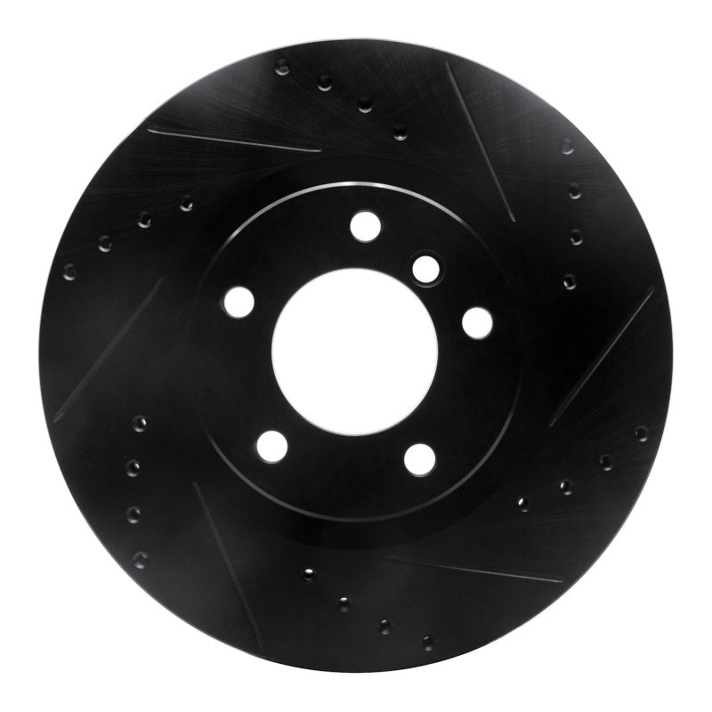 R1 Concepts Black Front Left Drilled & Slotted Brake Rotor - BMW M3 / Z3 1995-2002