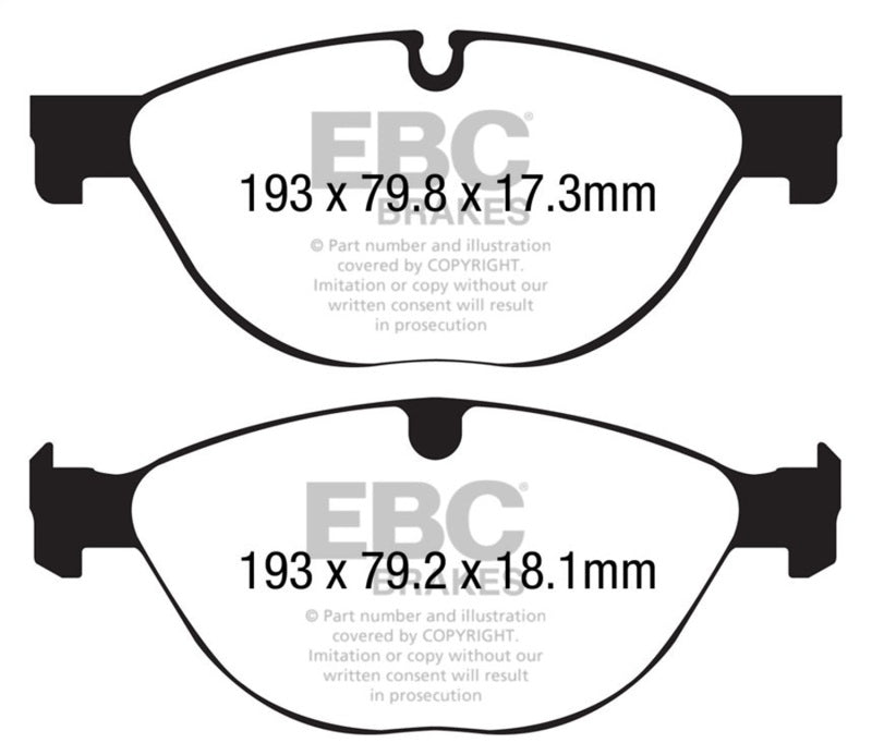 EBC Front Brake Pads 3.0 Supercharged (380) Redstuff - Jaguar F-Type 13+ (Cast Iron Only)