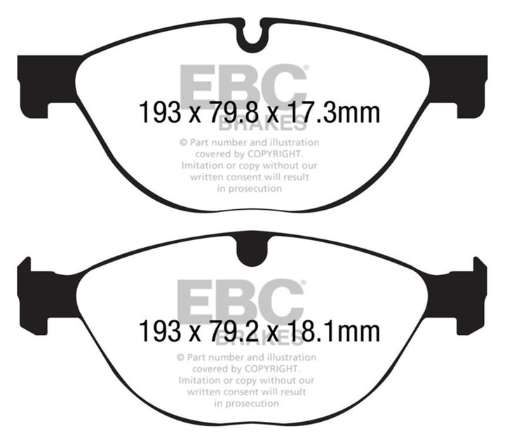EBC Front Brake Pads 3.0 Supercharged (380) Redstuff - Jaguar F-Type 13+ (Cast Iron Only)