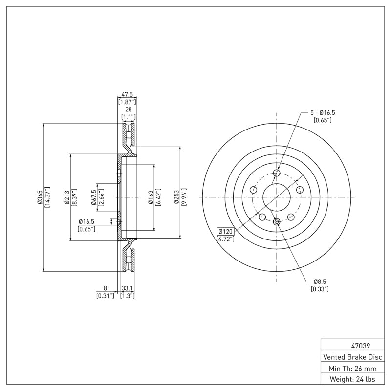 DFC 09-24 Cadillac CTS Rear GeoSPEC Coated Rotor DFC