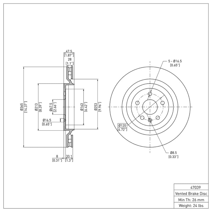 DFC 09-24 Cadillac CTS Rear GeoSPEC Coated Rotor DFC
