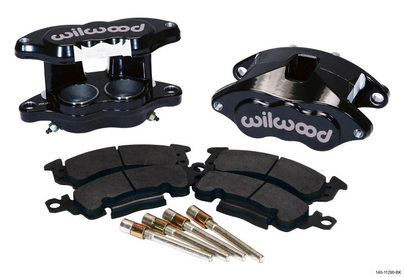 Wilwood D52 Front Caliper Kit Black Powder 2.00in Piston 1.28in Rotor for 1968-1996 GM Passenger Vehicles and Trucks - OneFastShop