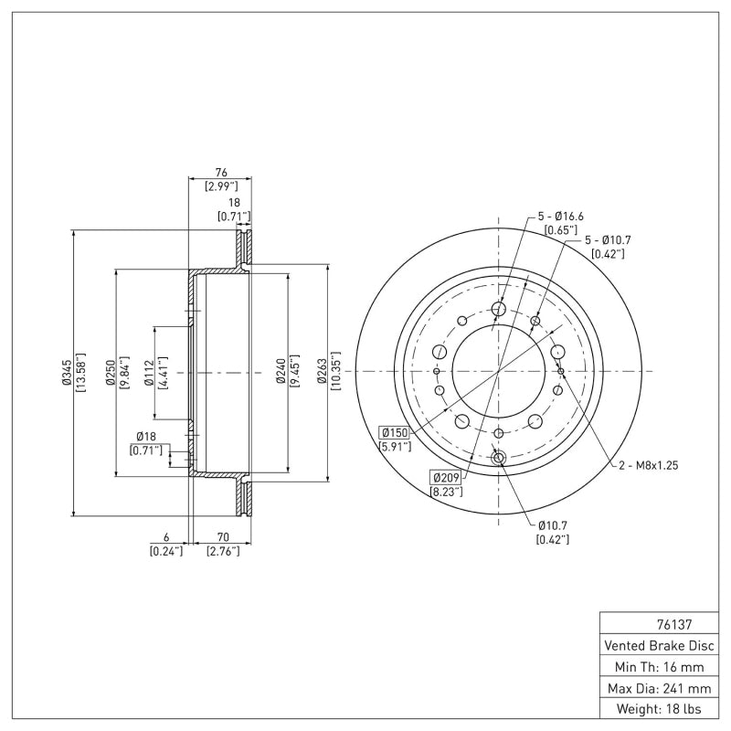 DFC 07-22 Lexus LX570 Rear Brake Rotor DFC Lexus LX570