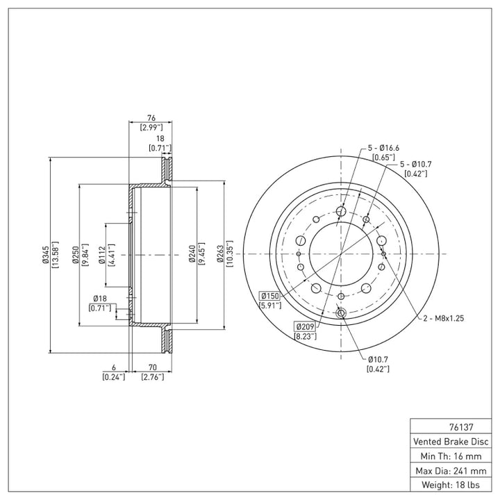 DFC 07-22 Lexus LX570 Rear Brake Rotor DFC Lexus LX570