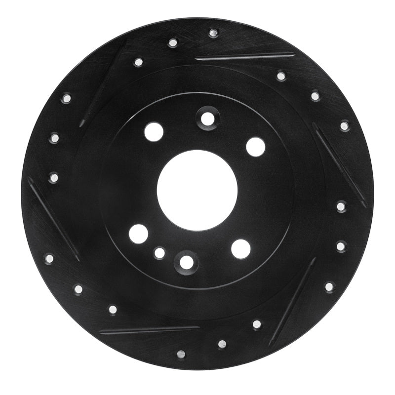 R1 Concepts eLine Rear Left Drilled & Slotted Brake Rotor - Ford Escort / Mazda Miata 1990-2003 - Black