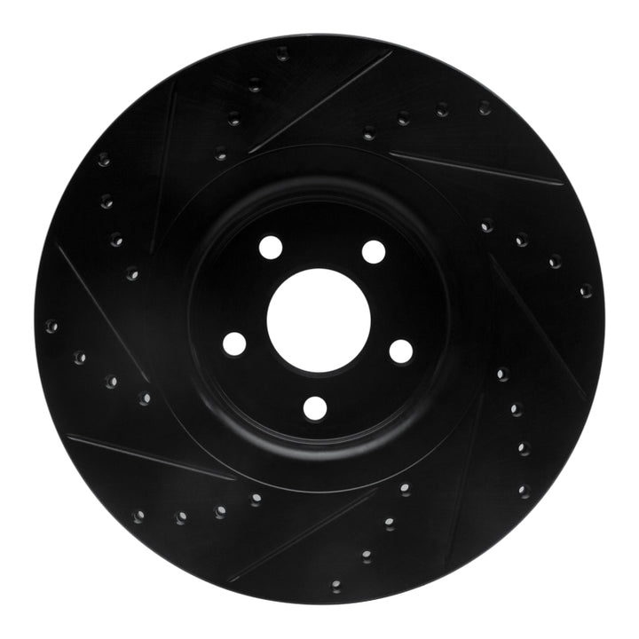 R1 14-18 Ford Focus ST Front Right Drilled and Slotted Black Brake Rotor