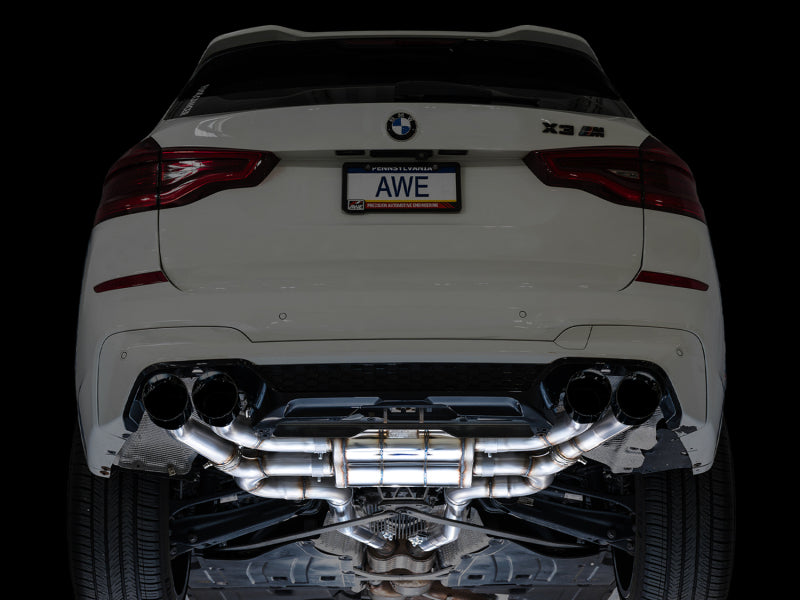 AWE Tuning Axle-Back Exhaust SwitchPath 2020-2025 BMW X3 M/M Comp (F97) AWD Diamond Black Tips