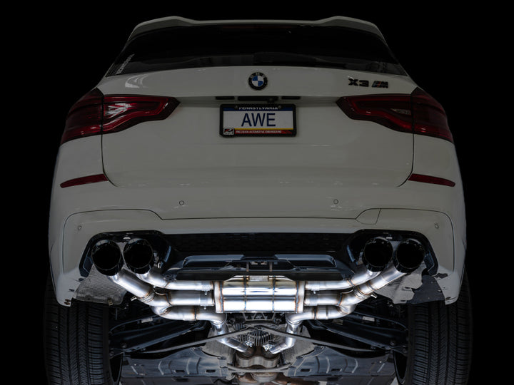 AWE Tuning Axle-Back Exhaust SwitchPath 2020-2025 BMW X3 M/M Comp (F97) AWD Diamond Black Tips