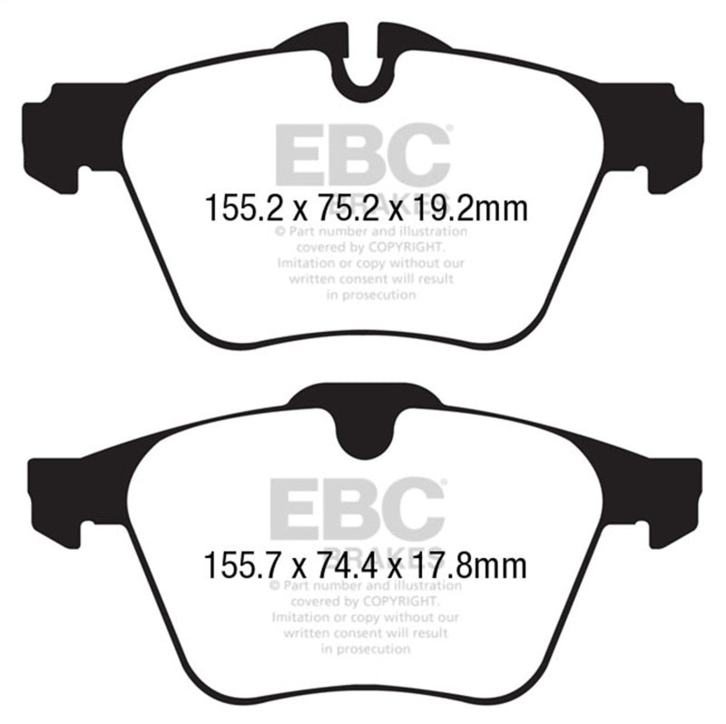 EBC Redstuff Front Brake Pads for 2014-2022 Jaguar F-Type 3.0 Supercharged (340) Cast Iron Rotors Only - OneFastShop