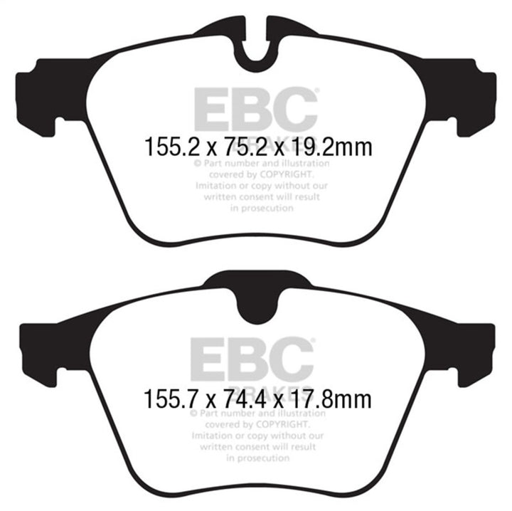 EBC Redstuff Front Brake Pads for 2014-2022 Jaguar F-Type 3.0 Supercharged (340) Cast Iron Rotors Only - OneFastShop