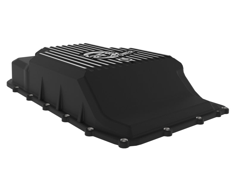 aFe Pro Series Rear Transmission Pan Black for 2017-2024 Ford F-150 10R60/10R80 with Machined Fins and Increased Fluid Capacity