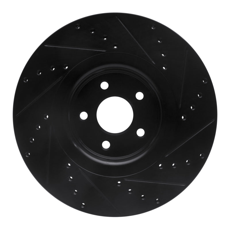 R1 14-18 Ford Focus ST Front Left Drilled and Slotted Black Brake Rotor