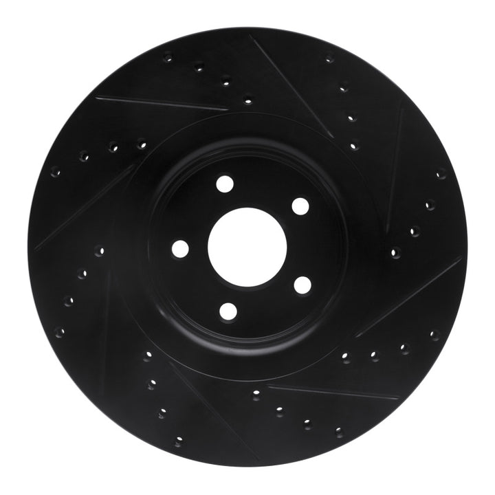 R1 14-18 Ford Focus ST Front Left Drilled and Slotted Black Brake Rotor