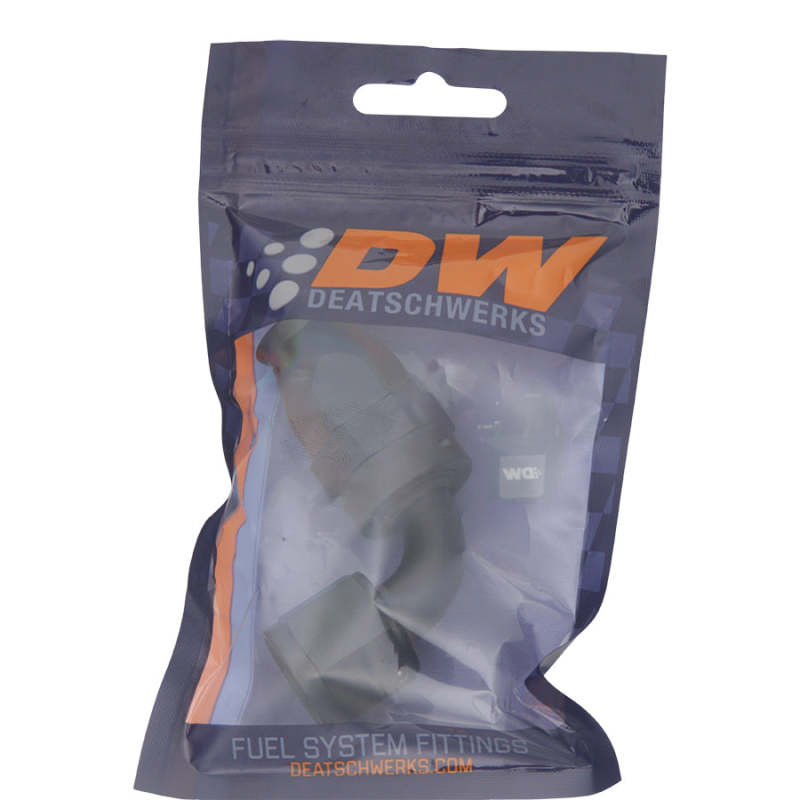 DeatschWerks 8AN Female Swivel 90-Degree Hose End PTFE Anodized Matte Black with Olive Insert