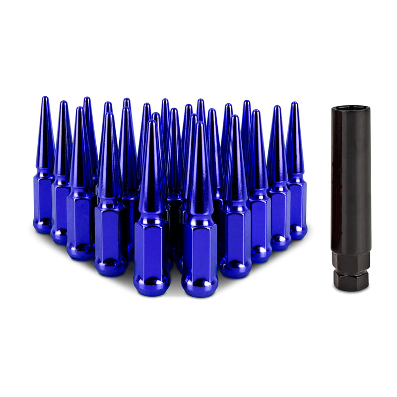 Mishimoto Steel Spiked Lug Nuts M12 x 1.5 24pc Set - Blue