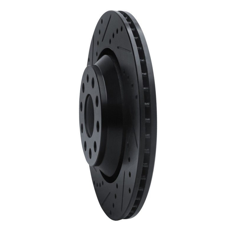 R1 15-25 Volkswagen GTI Rear Left Drilled And Slotted Black Brake Rotor