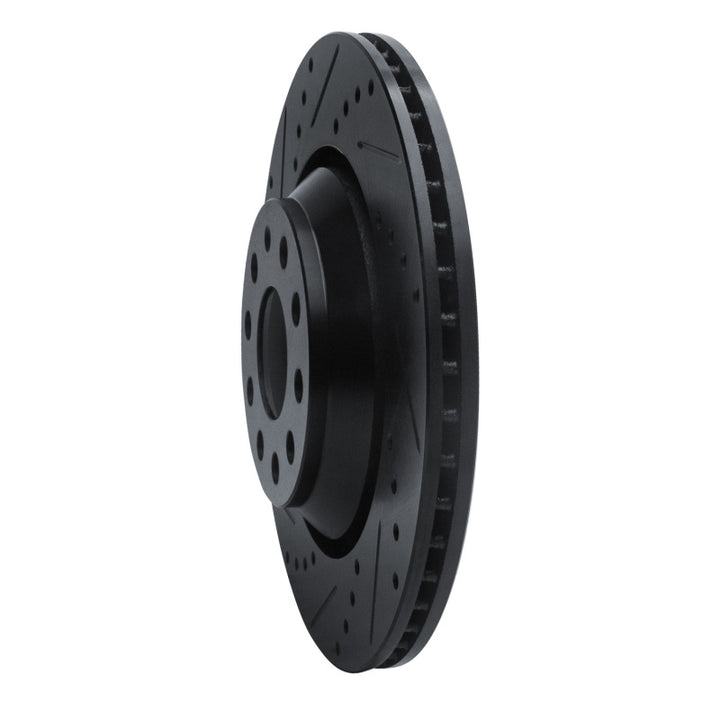 R1 15-25 Volkswagen GTI Rear Left Drilled And Slotted Black Brake Rotor
