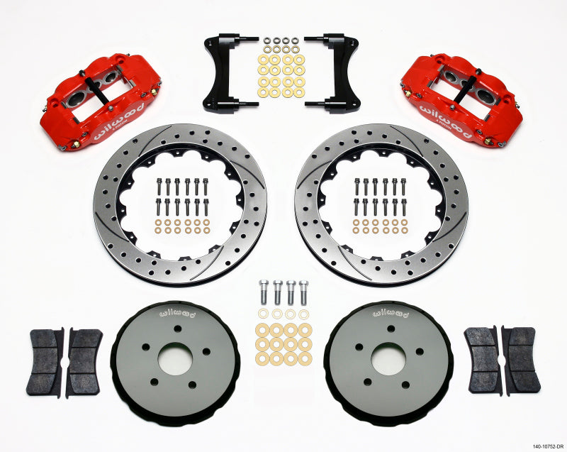Wilwood Narrow Superlite 6R Front Hat Kit 12.88in Drilled Red for 2008 Toyota Matrix - OneFastShop