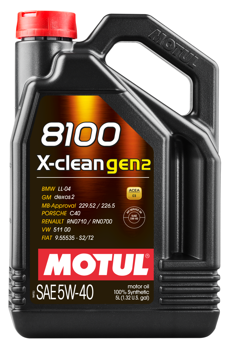 Motul 5L Synthetic Engine Oil 8100 X-CLEAN Gen 2 5W40 - High Performance Synthetic Lubricant