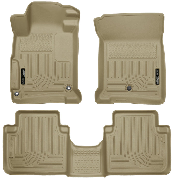 Husky Liners WeatherBeater Tan Front & 2nd Seat Floor Liners for 2013-2017 Honda Accord 4-Door Sedan - OneFastShop