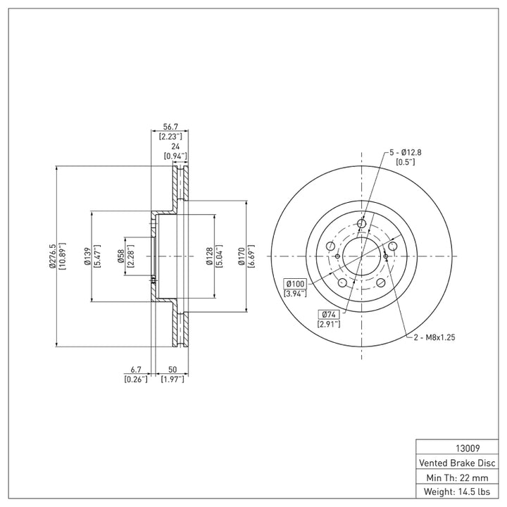DFC 90-16 Saab 9-2X Front GeoSPEC Coated Rotor Rotor