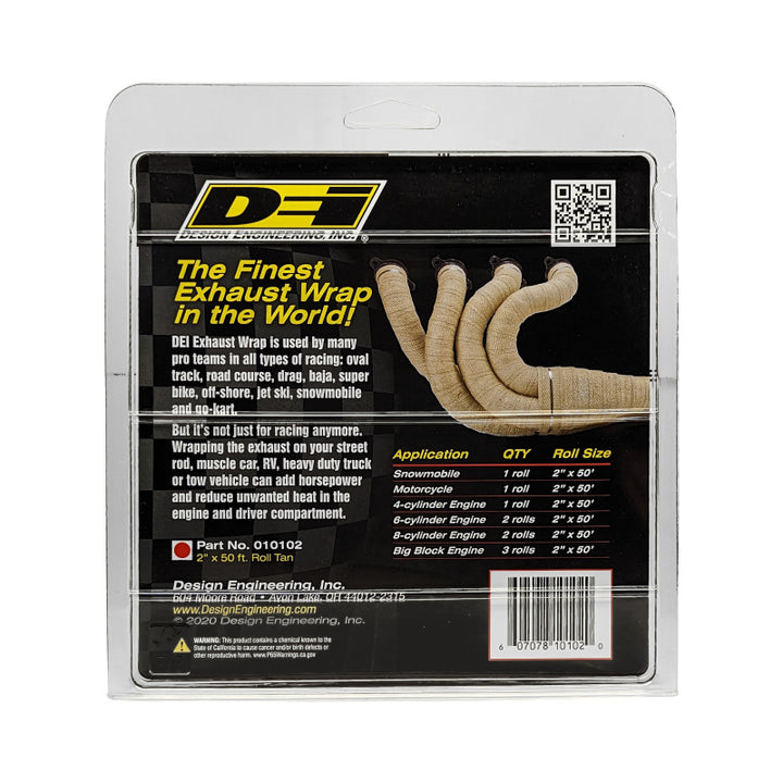 DEI Exhaust Wrap 2in x 50ft Tan - Reduces Heat Up to 50%