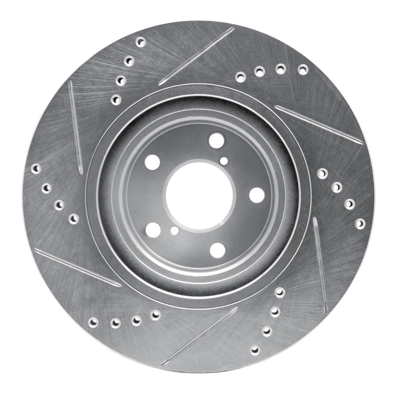 R1 Concepts Front Right Silver Drilled & Slotted Brake Rotor - Subaru BRZ / Toyota 86 / Scion FR-S 2013-2025, image 3