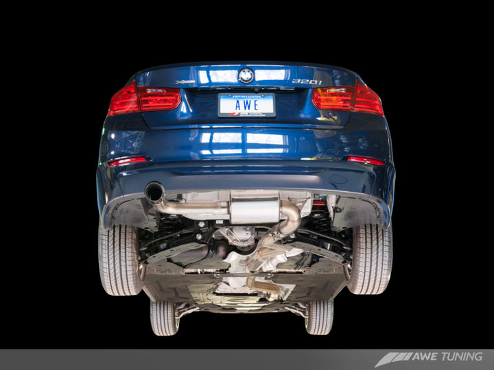 AWE Tuning 13-18 BMW 320i (F30) Touring Edition Exhaust w/ Perfomance Mid Pipe - Diamond Black Tips.