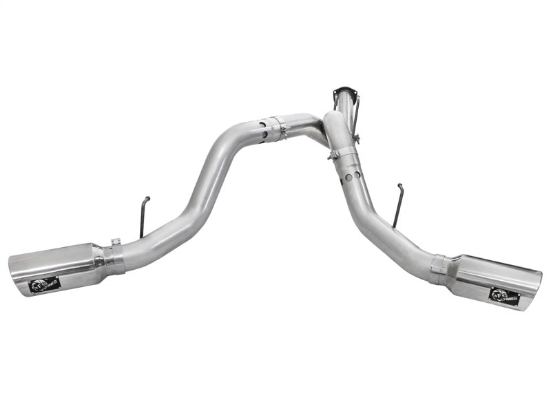 AFe Atlas Exhaust 4in DPF-Back Exhaust Aluminized Steel Polished Tip - 2011-2014 Ford Diesel Truck V8-6.7L