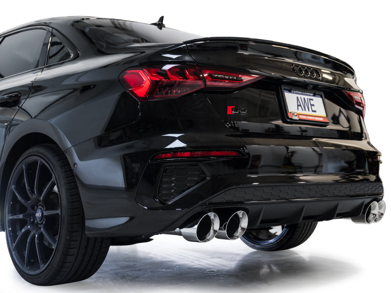 AWE Track Edition Exhaust - 3" Inlet, Chrome Silver Tips - Audi 8Y S3 (22-24) - OneFastShop