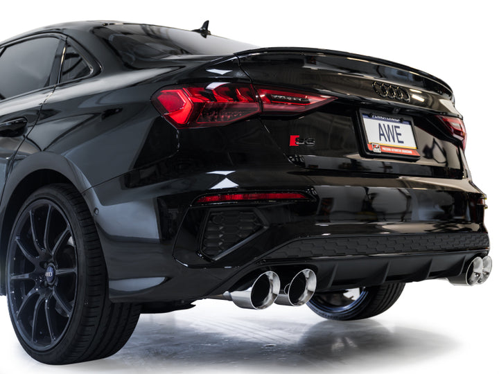 AWE Track Edition Exhaust - 3" Inlet, Chrome Silver Tips - Audi 8Y S3 (22-24) - OneFastShop
