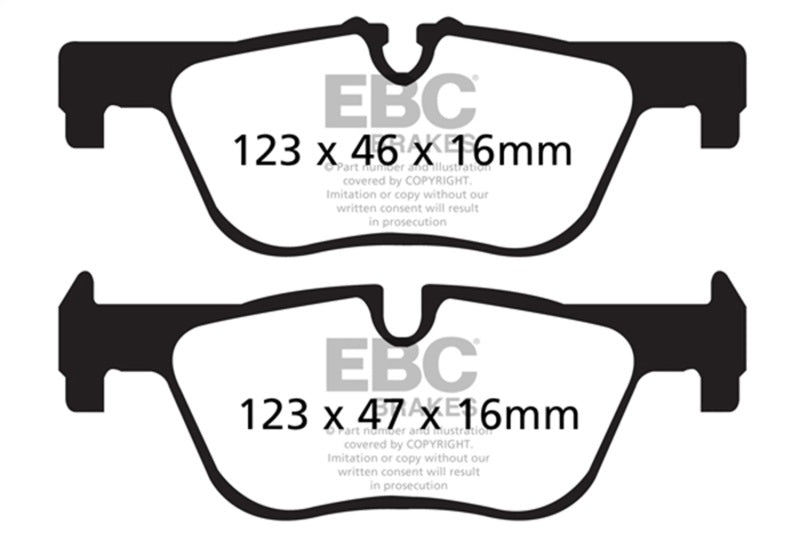 EBC Ultimax2 Rear Brake Pads for 14+ BMW 228 Coupe 2.0 Turbo ATE Calipers