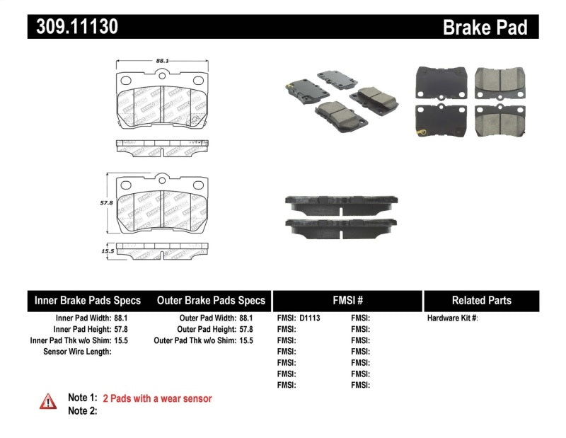 StopTech Performance Rear Brake Pads for 06 Lexus GS300/430, 07-08 GS350, 06-08 IS250/350 - OneFastShop