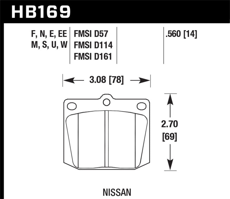 Hawk HPS Street Brake Pads for Nissan 240Z 260Z 280Z Toyota Corona Cressida Pickup Triumph GT6 TR250 TR3 TR4 TR6
