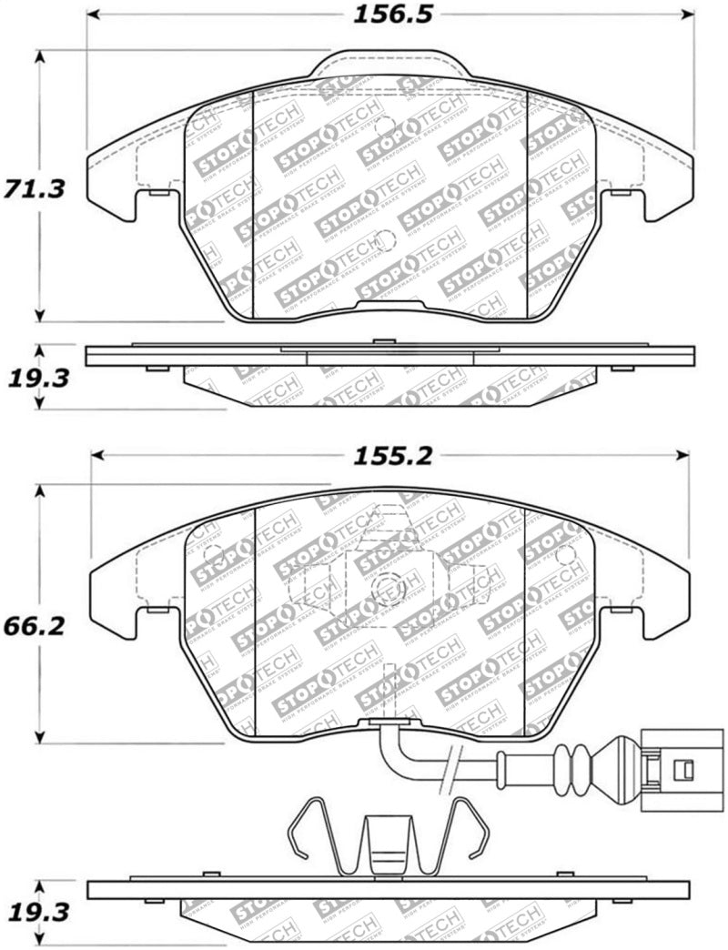 StopTech Street Select Brake Pads - Front for Audi A1 A3 A3 Quattro TT TT Quattro, Seat Altea Altea XL Freetrack Ibiza Leon Toledo, Volkswagen Beetle - OneFastShop
