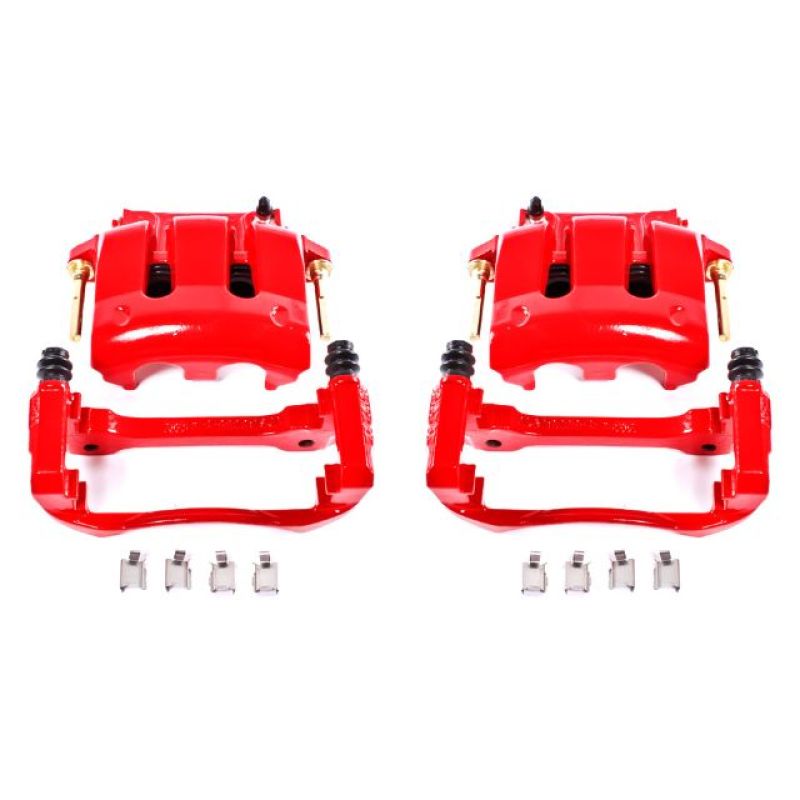 PowerStop Front Red Calipers with Brackets Pair for 05-14 Ford Mustang - OneFastShop