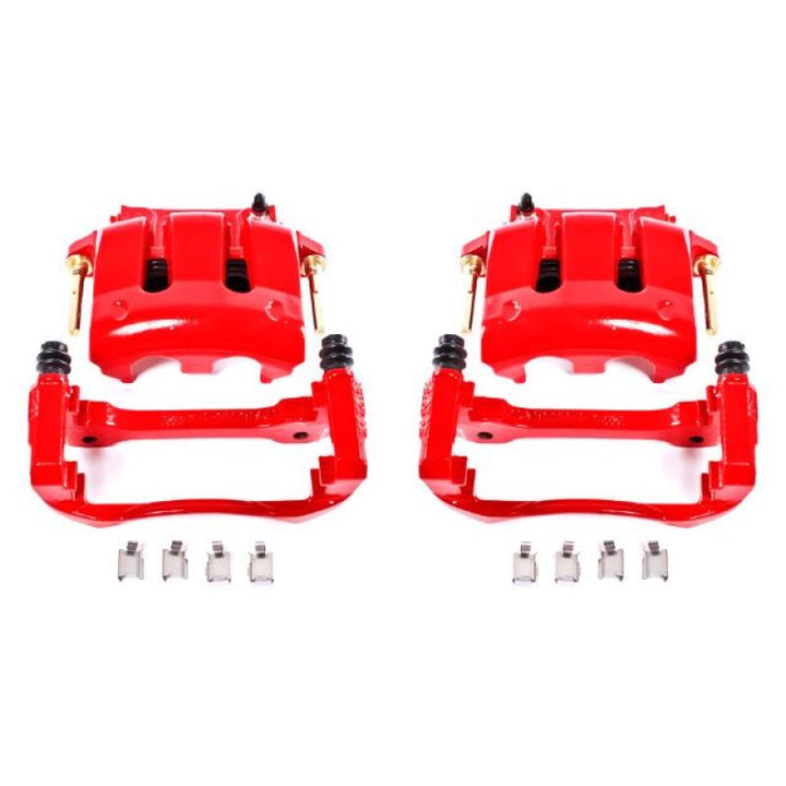 PowerStop Front Red Calipers with Brackets Pair for 05-14 Ford Mustang - OneFastShop