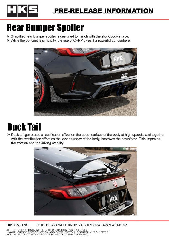 HKS Body Kit Type-S Carbon Rear Bumper Spoiler - Honda Civic Type R (FL5) 2023-2025, image 5