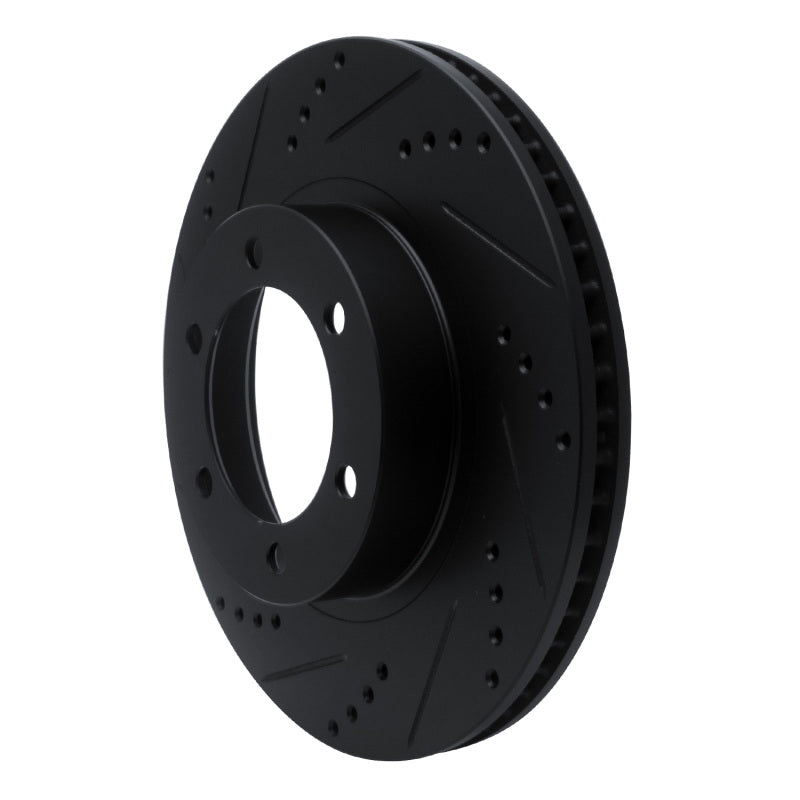 R1 03-09 Lexus GX470 Front Left Drilled and Slotted Black Brake Rotor