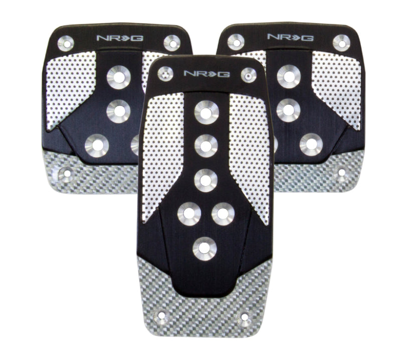 NRG Aluminum Sport Pedal - Black with Silver Carbon for M/T Vehicles