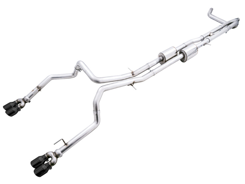 AWE 0FG Edition Cat-Back Exhaust - Chevrolet Silverado 1500, GMC Sierra 1500 2019-2026 (6.2L) - Quad Diamond Black Tips