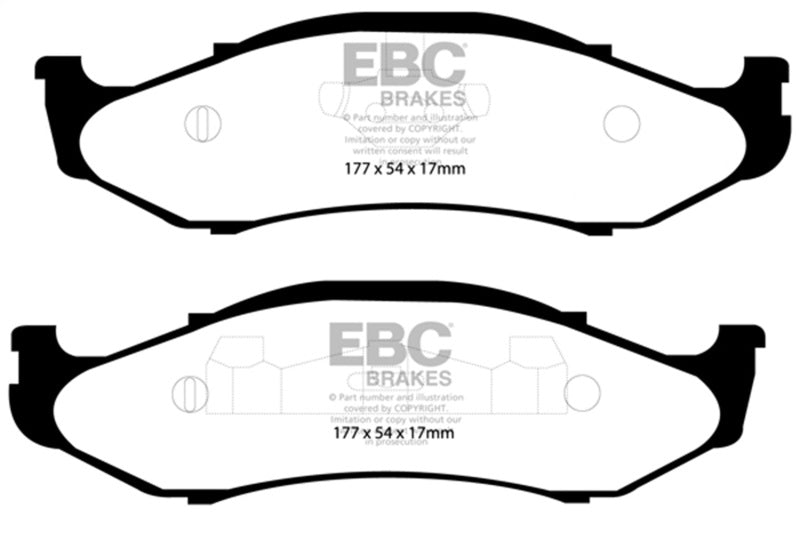 EBC Yellowstuff Front Brake Pads for 97-99 Jeep Cherokee 2.5 with 82mm High Rotors - OneFastShop