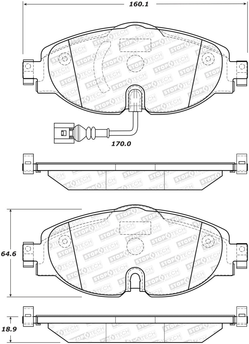 StopTech Street Brake Pads - Front for Audi A3 A3 Quattro TT Volkswagen Golf GTI Jetta Arteon 2015-2021 - OneFastShop