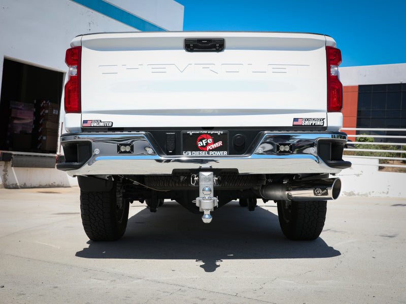 aFe Large Bore-HD 5 IN 409 SS DPF-Back Exhaust System with Polished Tip for 2020-2024 GM Truck V8 6.6L Silverado Sierra
